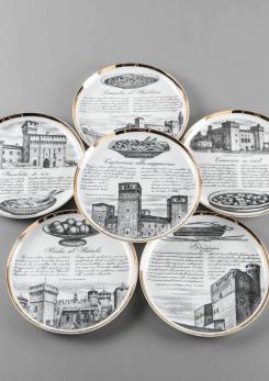 Compasso - Unique Set of 24 Dinner Plates by Piero Fornasetti