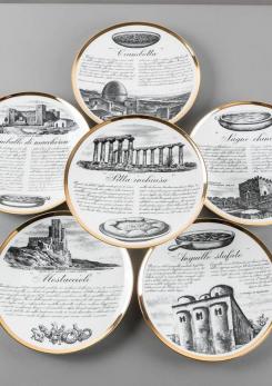 Compasso - Unique Set of 24 Dinner Plates by Piero Fornasetti