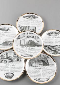 Compasso - Unique Set of 24 Dinner Plates by Piero Fornasetti