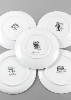 Compasso - Unique Set of 24 Dinner Plates by Piero Fornasetti