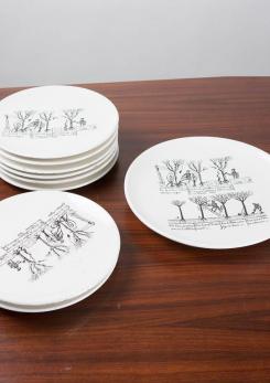 Compasso - Set of 9 Ceramic Plates by Enzo Bioli for Il Picchio