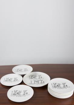 Compasso - Set of 9 Ceramic Plates by Enzo Bioli for Il Picchio