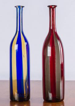 Compasso - Rare Pair of Bottles by Fulvio Bianconi and Paolo Venini