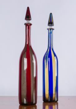 Compasso - Rare Pair of Bottles by Fulvio Bianconi and Paolo Venini