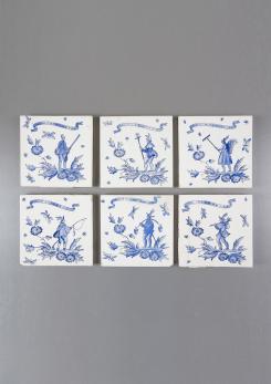 Compasso - Set of Six Ceramic Tiles by Gio Ponti