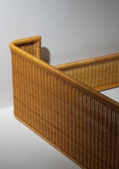 Compasso - Double Bed Wicker Frame by Adalberto Dal Lago for Germa