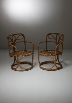 Compasso - Pair of Italian 60s Wicker Armchairs